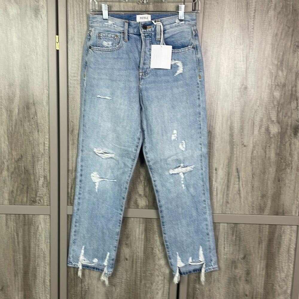 New! Revolve Pistola Charlie High Rise Straight Distressed Jeans Women's 25